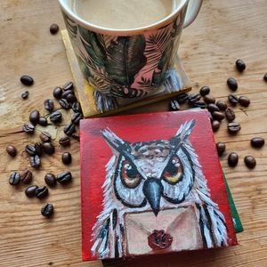 🎨 hand painted 4 piece ceramic coaster set 🎨